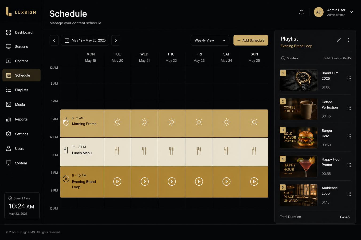 Schedule & Playlists